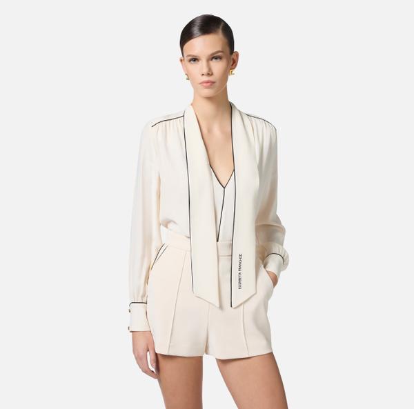 Elisabetta Franchi Chemise En Georgette Avec écharpe Et Piping