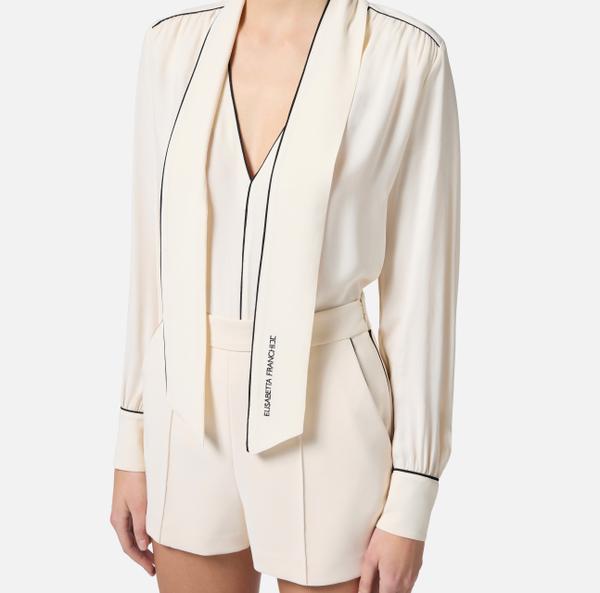 Elisabetta Franchi Chemise En Georgette Avec écharpe Et Piping
