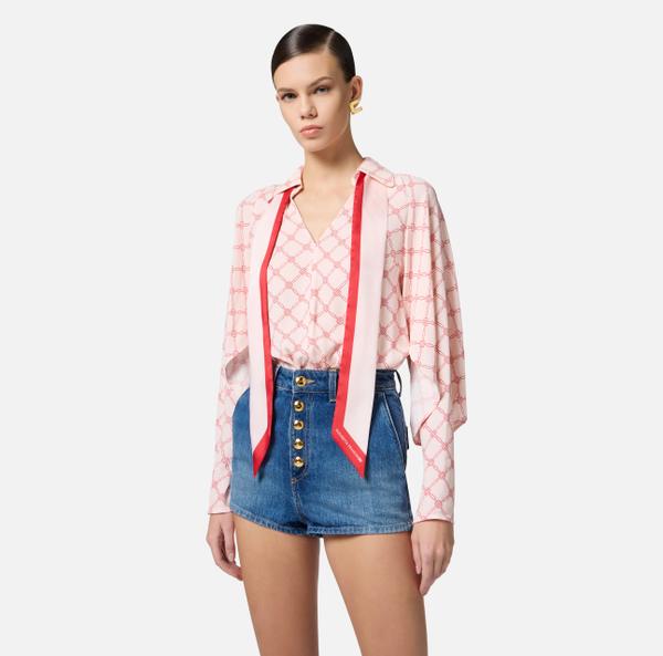 Elisabetta Franchi Chemise En Georgette Avec Imprimé Losanges