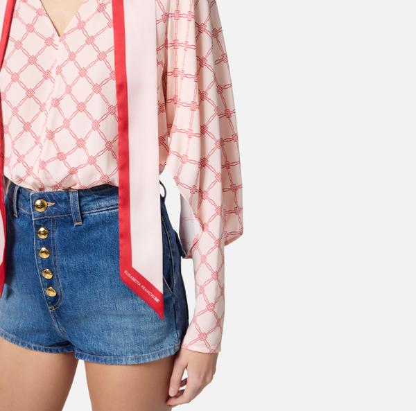 Elisabetta Franchi Chemise En Georgette Avec Imprimé Losanges