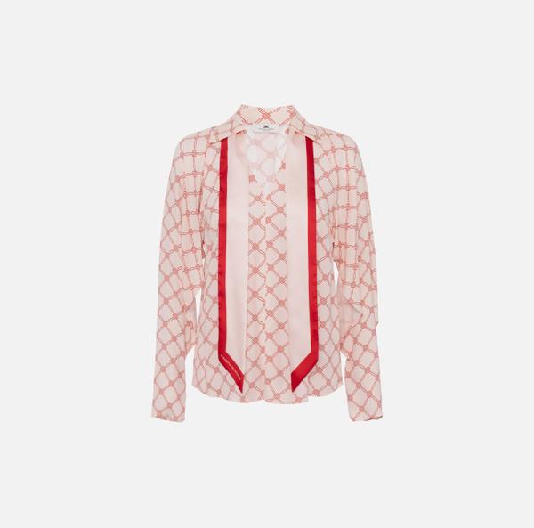 elisabetta franchi Chemise en georgette avec imprimé losanges