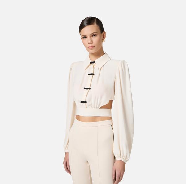 Elisabetta Franchi Chemise En Georgette Avec Nœuds En Satin