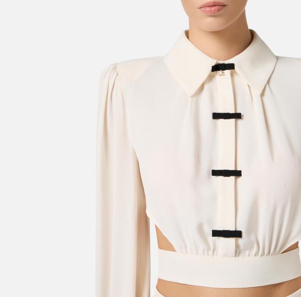 Elisabetta Franchi Chemise En Georgette Avec Nœuds En Satin