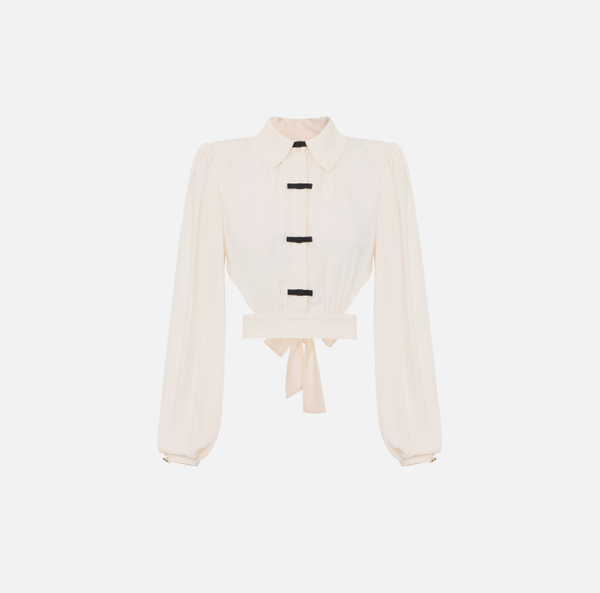 elisabetta franchi Chemise en georgette avec nœuds en satin