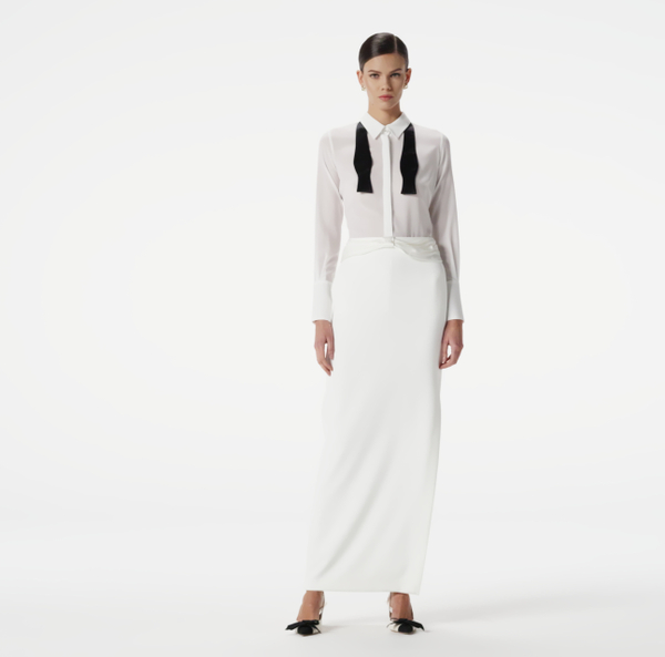 Elisabetta Franchi Chemise En Georgette Avec Petite Cravate