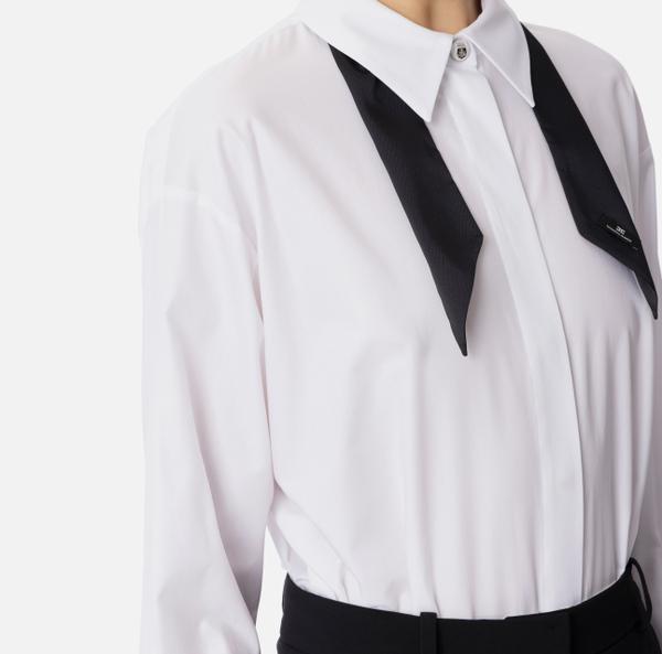 Elisabetta Franchi Chemise En Popeline Avec Cravate Contrastée