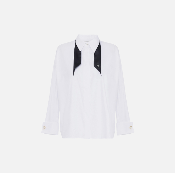 elisabetta franchi Chemise en popeline avec cravate contrastée