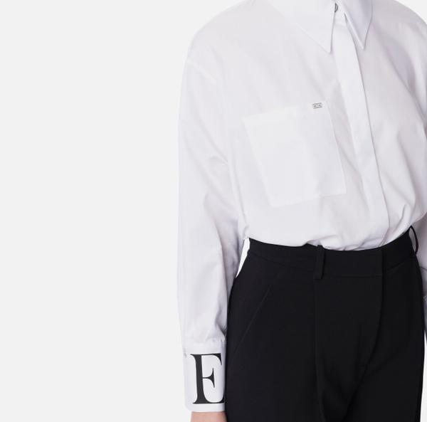 Elisabetta Franchi Chemise En Popeline Avec Logo Sur Les Poignets