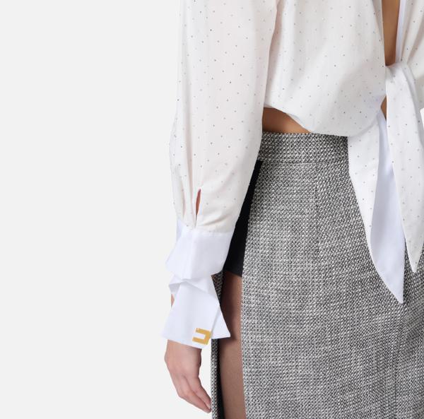 Elisabetta Franchi Chemise En Popeline Avec Strass Et Nœud