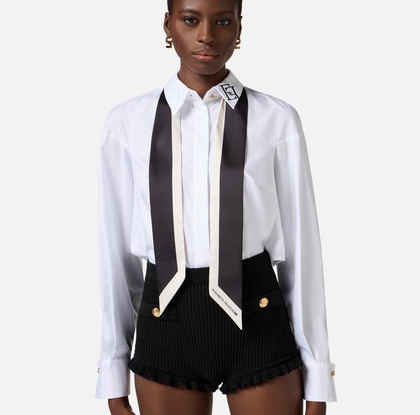 Elisabetta Franchi Chemise En Popeline De Coton Avec Foulard