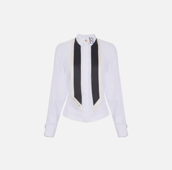 elisabetta franchi Chemise en popeline de coton avec foulard