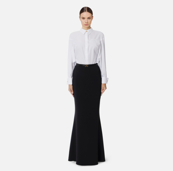 Elisabetta Franchi Chemise En Popeline De Coton Avec Volants Et Badge Logo