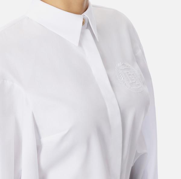 Elisabetta Franchi Chemise En Popeline De Coton Avec Volants Et Badge Logo