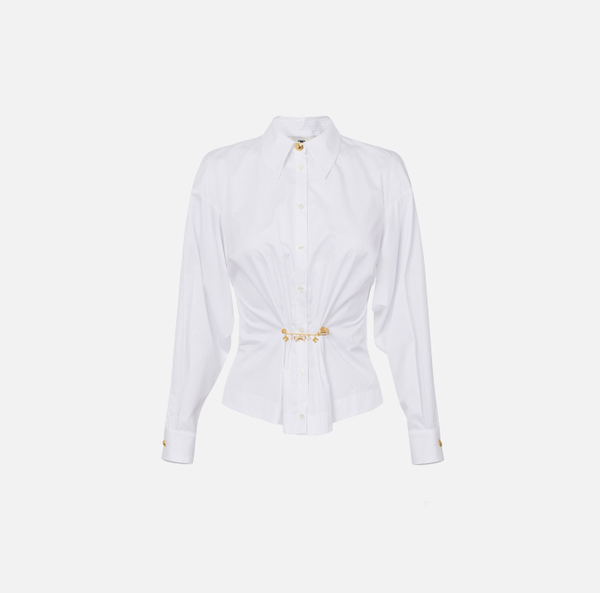 elisabetta franchi Chemise en popeline rayée avec broche