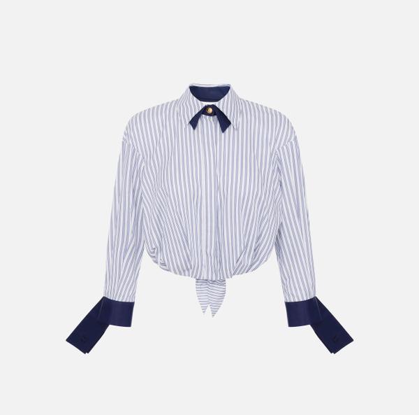 elisabetta franchi Chemise en popeline rayée avec nœud à l’arrière