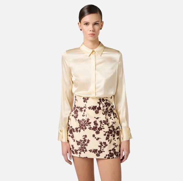 Elisabetta Franchi Chemise En Satin De Soie Avec Doubles Poignets