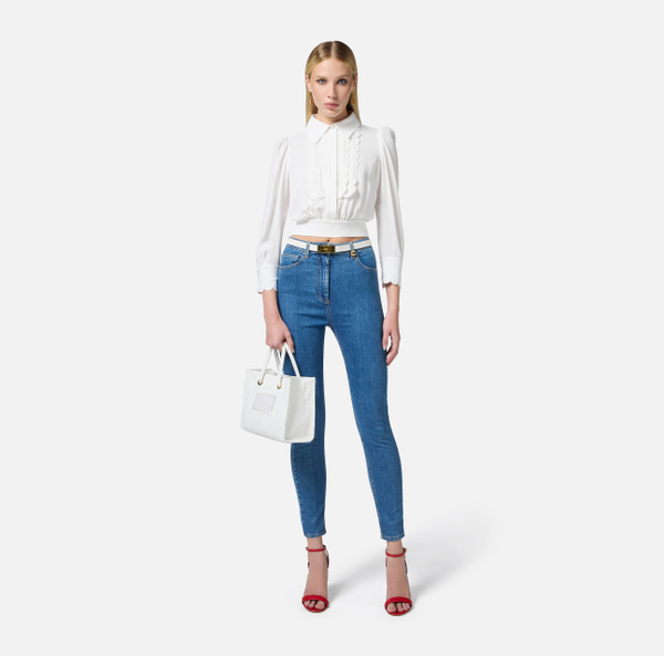 Elisabetta Franchi Chemise En Viscose Avec Feston Brodé