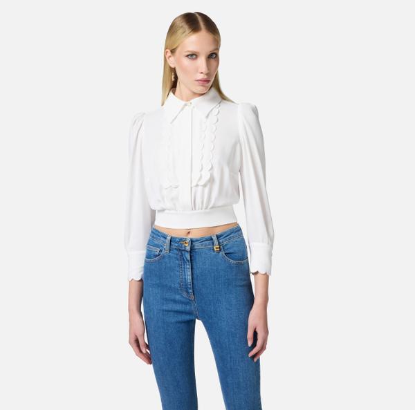 Elisabetta Franchi Chemise En Viscose Avec Feston Brodé