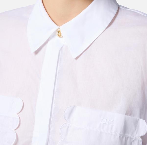 Elisabetta Franchi Chemise En Voile De Coton Avec Feston Brodé