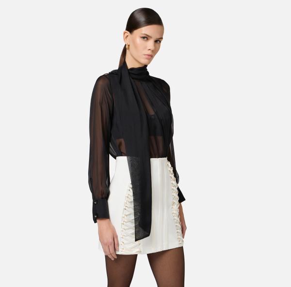 Elisabetta Franchi Chemise En Voile De Soie Avec écharpe