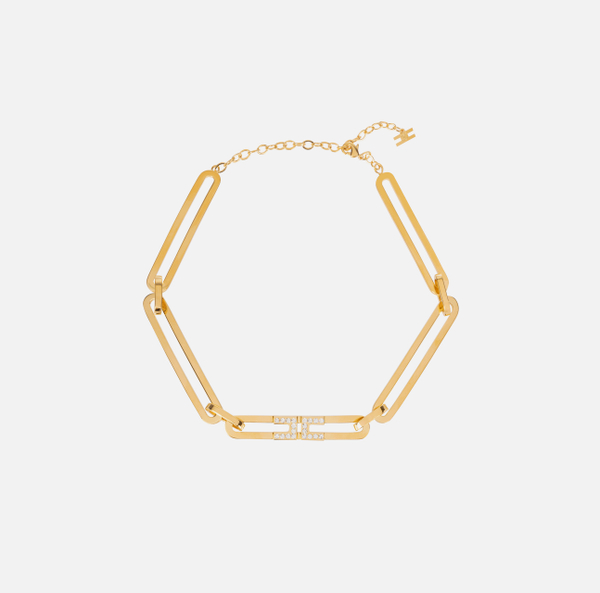 elisabetta franchi Collier en laiton avec logo en strass