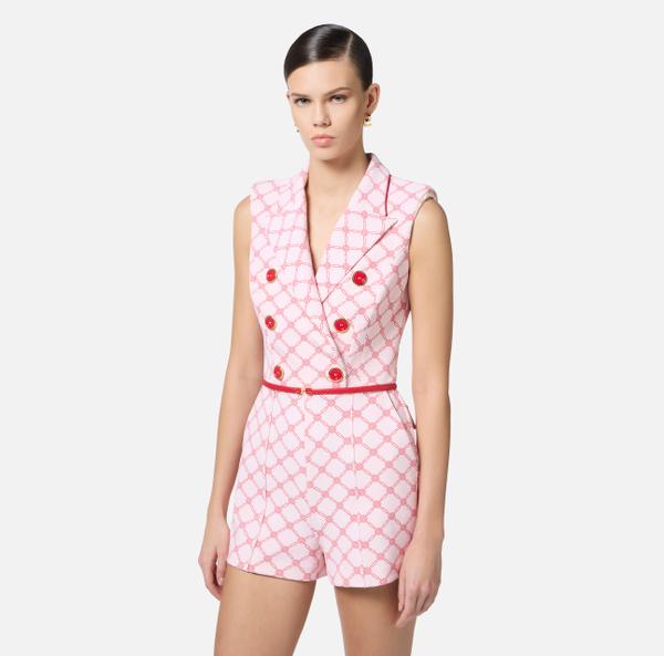 Elisabetta Franchi Combinaison à Double Boutonnage En Crêpe à Losanges