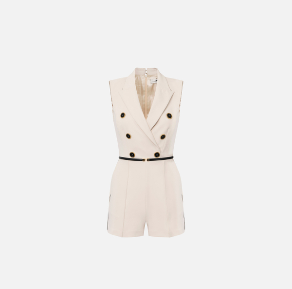 elisabetta franchi Combinaison à double boutonnage en crêpe avec piping