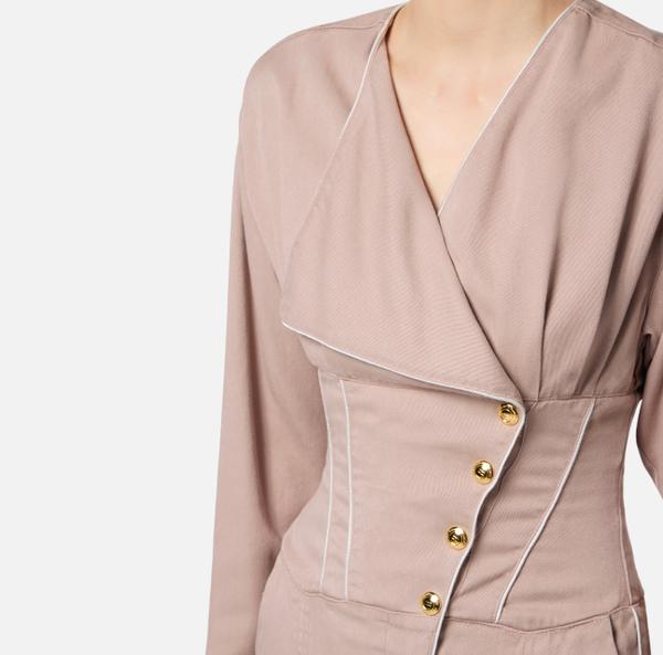 Elisabetta Franchi Combinaison En Coton Avec Piping Contrasté