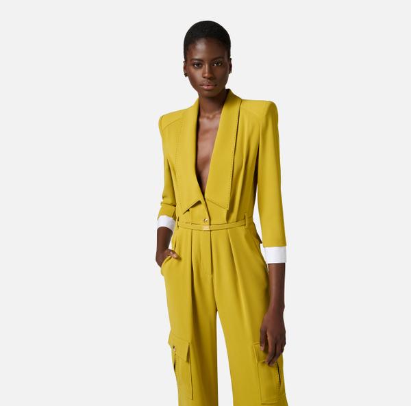 Elisabetta Franchi Combinaison En Crêpe Avec Surpiqûres Contrastées