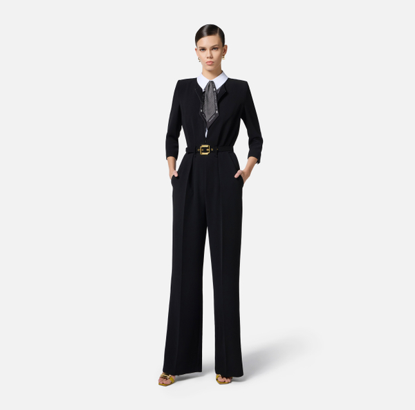 Elisabetta Franchi Combinaison En Crêpe Léger Avec Plastron Et Foulard