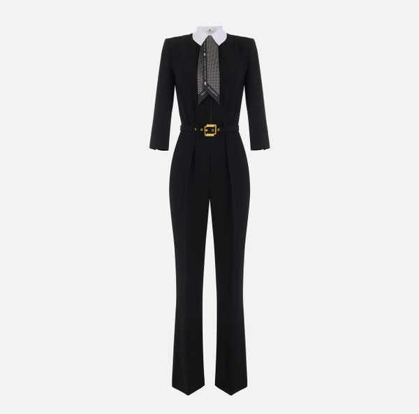 elisabetta franchi Combinaison en crêpe léger avec plastron et foulard