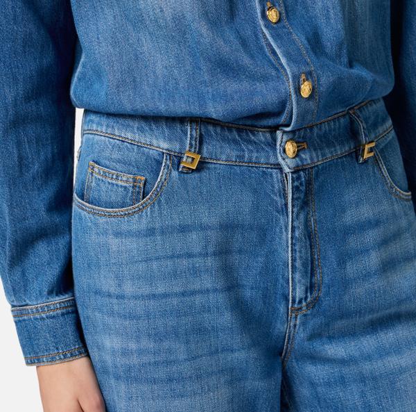 Elisabetta Franchi Combinaison En Denim Avec Détails à Logo