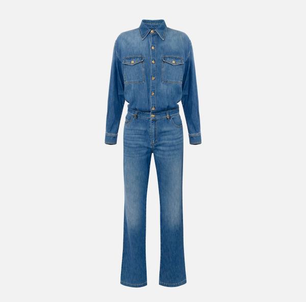 elisabetta franchi Combinaison en denim avec détails à logo