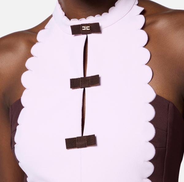 Elisabetta Franchi Combinaison En Double Crêpe Stretch Avec Feston Brodé