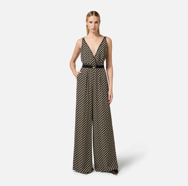 Elisabetta Franchi Combinaison En Georgette Avec Imprimé Losanges