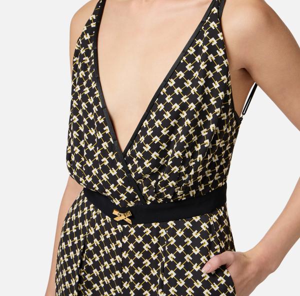 Elisabetta Franchi Combinaison En Georgette Avec Imprimé Losanges