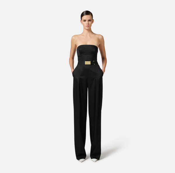 Elisabetta Franchi Combinaison En Lyocell Stretch Avec Lacets Croisés