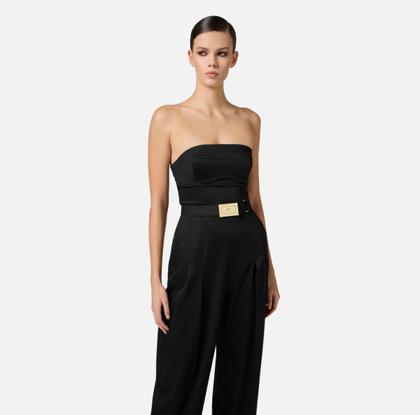 Elisabetta Franchi Combinaison En Lyocell Stretch Avec Lacets Croisés