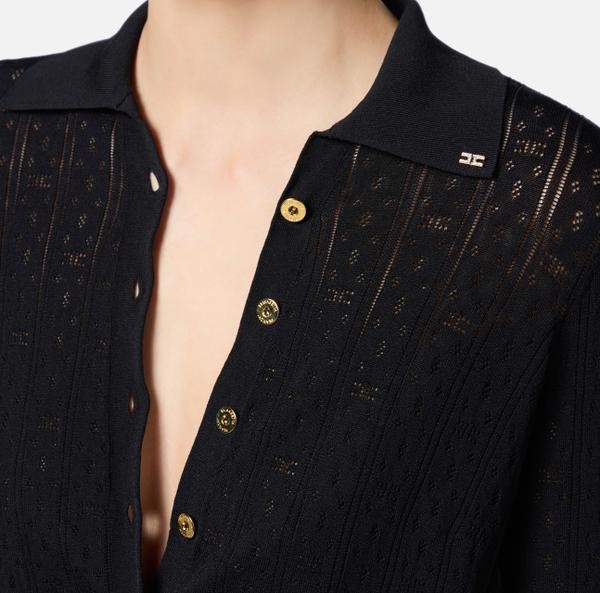Elisabetta Franchi Combinaison En Tricot Avec Broderies Ajourées