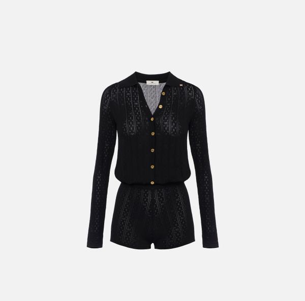 elisabetta franchi Combinaison en tricot avec broderies ajourées elisabetta franchi Combinaison en tricot avec broderies ajourées