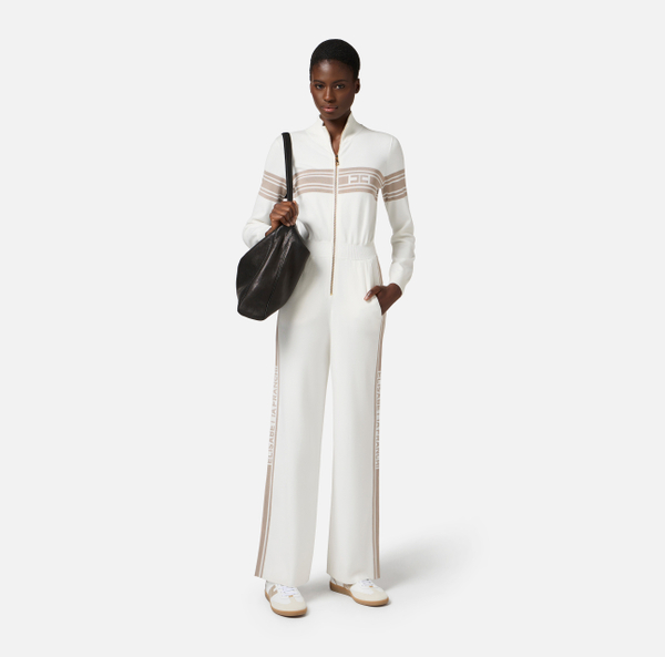 Elisabetta Franchi Combinaison En Viscose Avec Bandes Contrastées