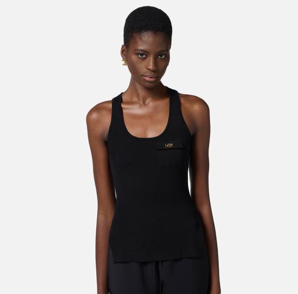 Elisabetta Franchi Débardeur En Micro-côtes Avec Poche Poitrine