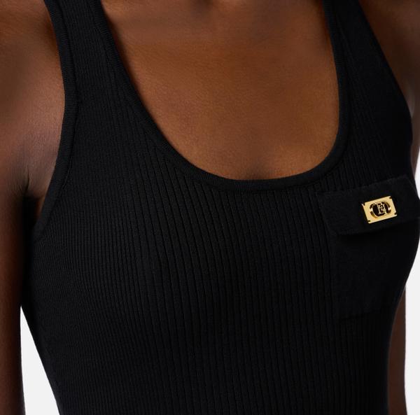 Elisabetta Franchi Débardeur En Micro-côtes Avec Poche Poitrine