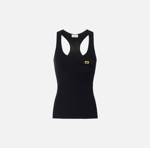 elisabetta franchi Débardeur en micro-côtes avec poche poitrine