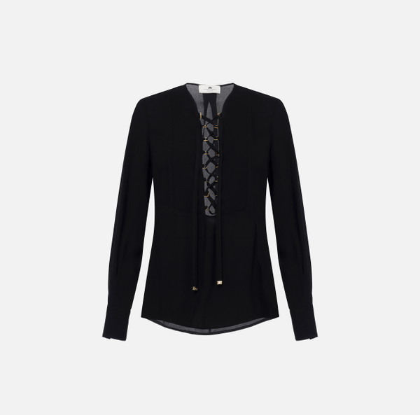 elisabetta franchi Blouse en georgette avec lacets