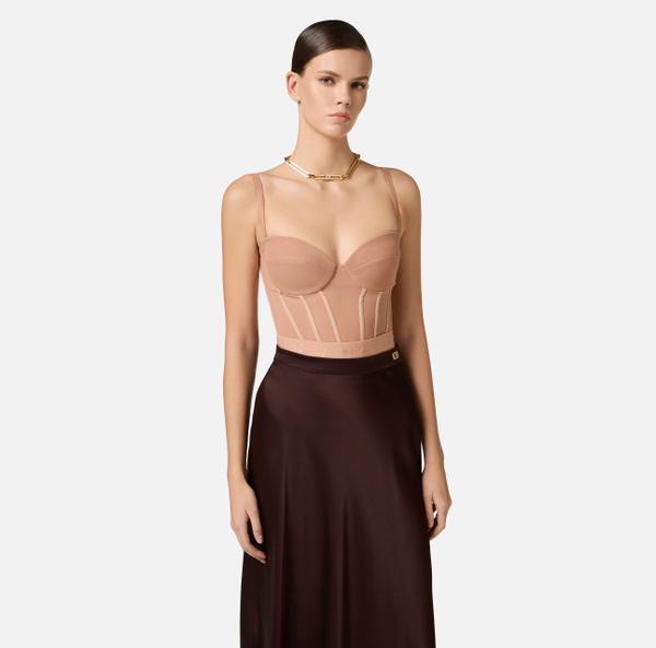 Elisabetta Franchi Body En Crêpe Et Tulle