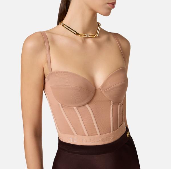 Elisabetta Franchi Body En Crêpe Et Tulle