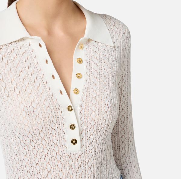 Elisabetta Franchi Body En Point Dentelle Avec Col