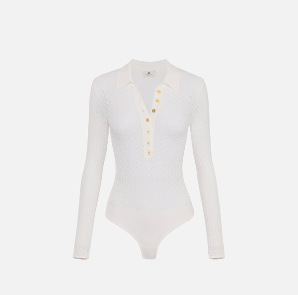 elisabetta franchi Body en point dentelle avec col