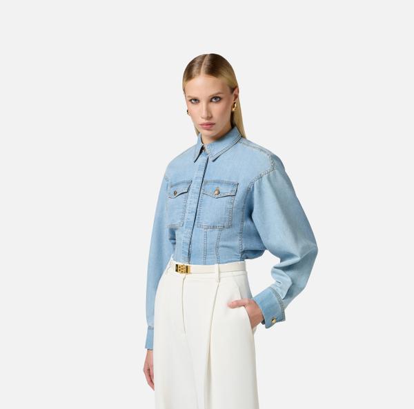 Elisabetta Franchi Chemise En Denim Avec Basque